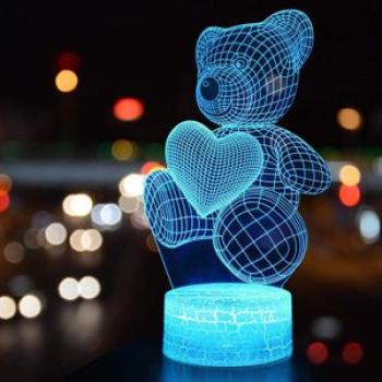 Teddy Bear 3d Night Light 16 Colours Changing Acrylic Led
