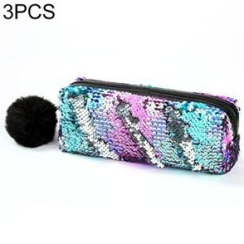 3 PCS Reversible Sequin Pencil Case For Girls School Supplies Super Big Stationery Gift Magic Makeup