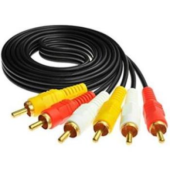 RCA Cable, AV Cable Gold Plated, Yellow/White/red connectors 3 Male to 3 Male(1.5M/4.9 Feet)1PCS