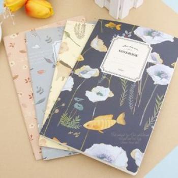 4 PCS G12G108 Kawaii Cute Nature Flowers Birds Animal Notebook Painting Diary Book Journal Record Of