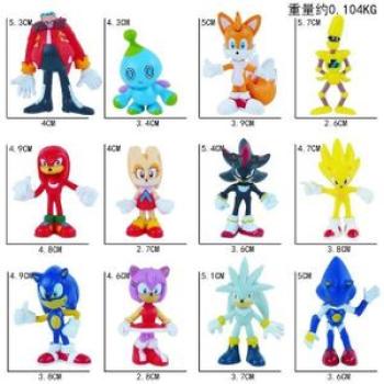 5-6cm 6-12pcs Set Mini Cute Sonic PVC Character Toy Hedgehog Shadow Tail Figure Model Dolls Children