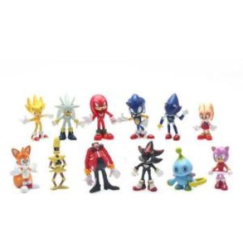 New 12pcs Set Mini Cute Sonic PVC Character Toy Hedgehog Shadow Tail Figure Model Dolls Children Ani