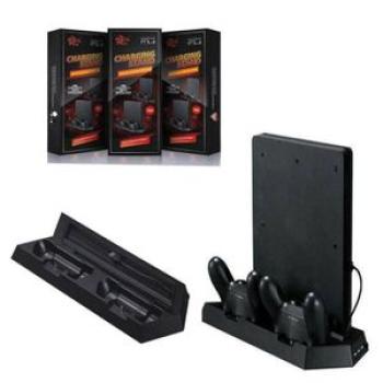 Mutilfunction Vertical Charging Station Stand + Dual Cooling Fan For PS4 Slim / PS 4 BDZ