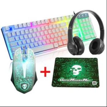 4-IN-1 Gaming LED Keyboard + Mouse + Mouse Pad + bluetooth Wireless Headphone Set Gamer Backlight Ke