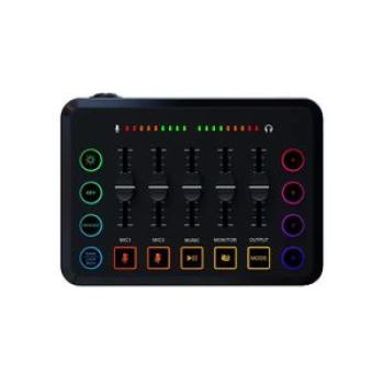 HD Gaming Audio Mixer Rechargeable Audio Interface RGB Mixer with XLR Mic Interface 48V Phantom Powe