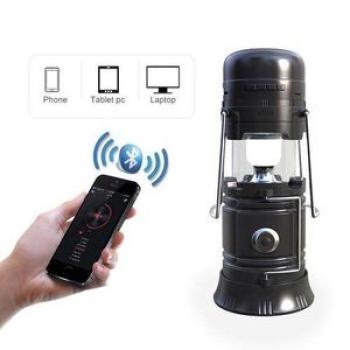 In 1 Retractable LED Solar Lantern Portable Emergency Light Bluetooth Music Speaker black Black