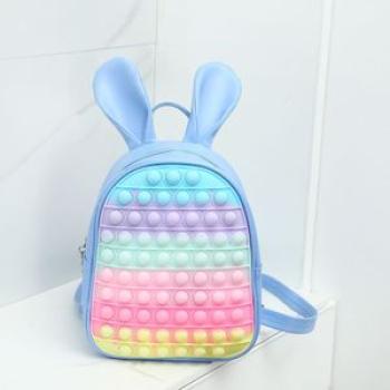 Pop Its Children Silicone PU Cute Rabbit Ears Backpacks New