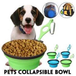 Outdoor Portable Collapsible Pets Dogs Cats Silicone Food Water Feeding Bowl Green S Green trumpet