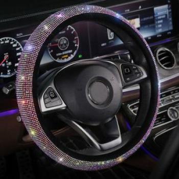 Luxury Diamond Car Seat Belt Shoulder Pads Cover Hand Brake Set Auto Steering Wheel For Ladies Bling