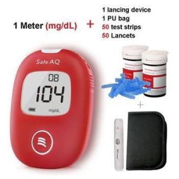 Sinocare Blood Glucose Meter Safe AQ Smart MgdL MmolLDiabetes Glucometer Kit Test Stripscets Painles