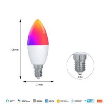 MOES Tuya Matter WiFi Smart Bulb Dimmable Led Light 16 Million RGB Colors  E14 Candle Lamp Voice Con