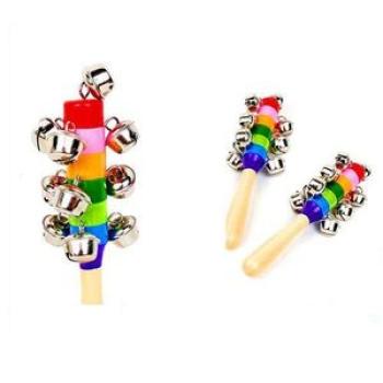 3pcs Wooden Hand Sleigh Bells Handle School Desk Ringbell