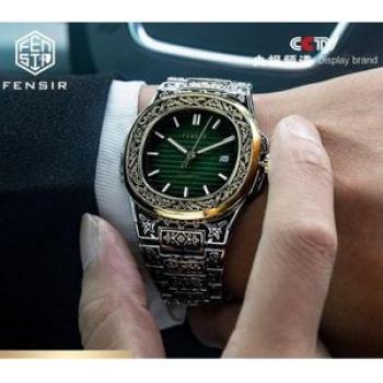 Finshi Nautilus Steel Band Quartz Calendar Men`s Business Fashion Trend Watch