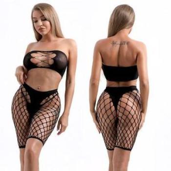 (01style(black))Hot Lingerie Woman Mesh Skirt  Roleplay Costume Fishnet Dress Ladies Sleepwear WSY