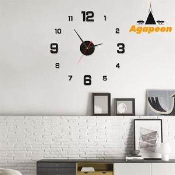 DIY 3D Mirror Wall Clock Stickers 40*40cm - Black