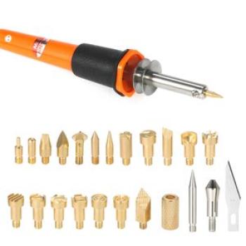 30W 24PCS Wood Pyrography Tool Set Wood Burning Kit Woodburning Tips Hobby Craft Soldering Iron Pen