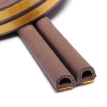 D Type Self Adhesive Home Window Door Draught Rubber Excluder Foam Seal Strip 5M Brown