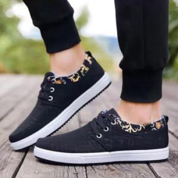Men`s Fashion Canvas Casual Shoes Men`s Business Shoes Loafers Sneakers - Black