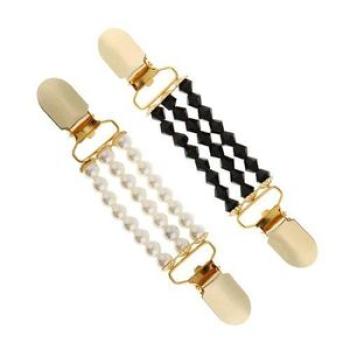 2pcs Cardigan Sweater Blouse Shawl Clip Shirt Collar Pearl Duck Clip