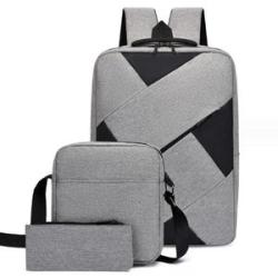 Men`s 3-Piece Set Gray Color backpack Large capacity for commuting