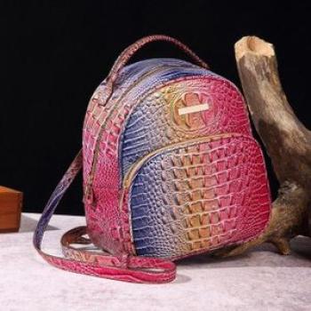 Handheld Double Shoulder Women`s Bag Multi Color Crocodile Pattern Brahman