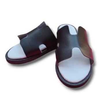 Men Leather slippers - B/W