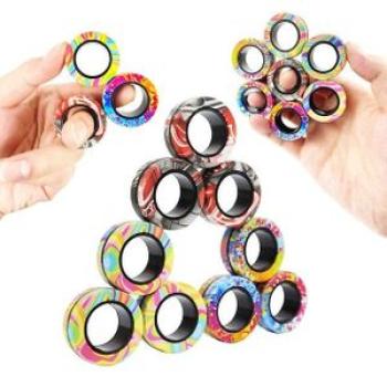 9Pcs Fingers Magnet Rings Magnetic Ring Fidget Spinner Toys Set camo for ADHD Stress Relief Magical