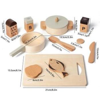 Wooden Cooking Pot Set Kids Pretend Play Simulation Kitchen Toys Imitation Game Tableware Role Play