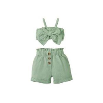 Baby Bodysuit Set Bow Neckline Long Sleeve Elastic Pants