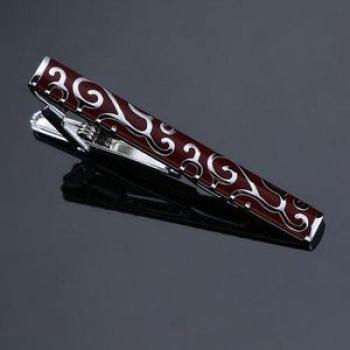 2 PCS Brass Polished Men Tie Clip, Color: Red Pattern