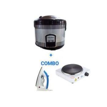 5L - Electric Rice Cooker - 900W - Black + Free Steam Iron and Single Hot Plate