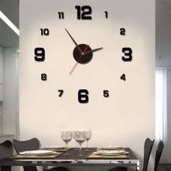 DIY Wall Clock With Number Stickers - Black - 40cm
