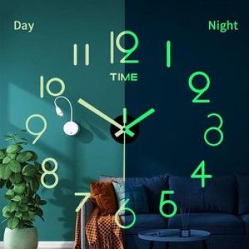 3D Luminous Wall Clock Frameless Acrylic DIY Clock Stickers