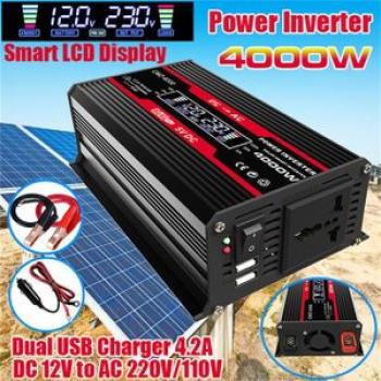 4000w Pure Sine Wave Inverter 12v/24v/48v/60v Dc To Ac 220v 110v Voltage Transformer Power Socket Co