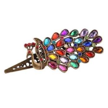 Retro Vintage Temperament Gorgeous Alloy Rhinestone Peacock Hairpin Hair Clip NO