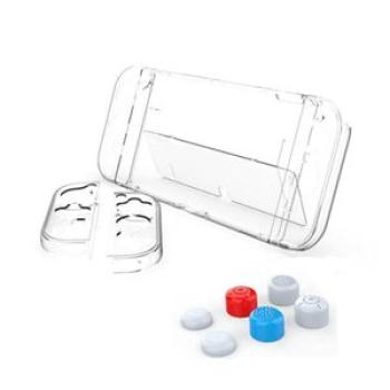 Case Dockable for Nintendo Switch OLED Model,Clear PC Protective Case Cover with Thumb Cap for Joy-C