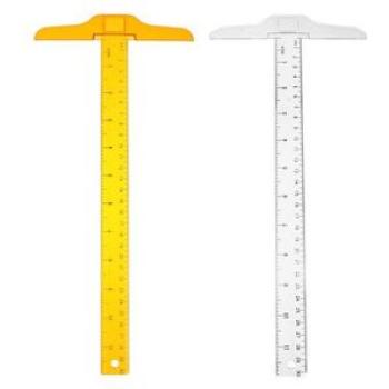 2 Pcs Drafting Measuring Ruler Double Scale Carpenter Tools Square Clear Drawing Academic T-Ruler Pl
