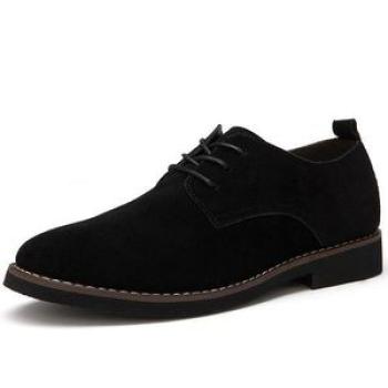 Men`S Frosted Leather Shoes British Suede Business Leather Shoes Black