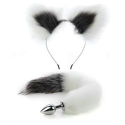 40cm Fox Tail Cat Rabbit Ears Headbands Set Feather Anals Plug Anus Stimulate Adult