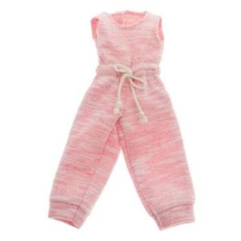 Knit Stripe Strap Romper Tie Waist Cute Sleeveless For Blythe Pink