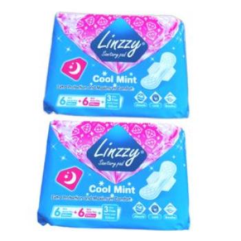 2PCS Sanitary Pad-Cool Mint  Protection and Maximum Comfort-6 Pads+6 Heavy +3 Liners-  Blue