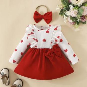 Baby Girl Christmas Dress Elegant with Headband Xmas 6 to