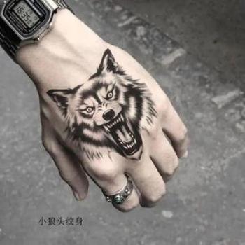 Men`s and women`s long-lasting tattoo stickers totem wolf society dark prajna waterproof flower arm