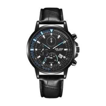Men Watch Precision Mens Quartz Wristwatch with Threeeye Calendar Black and Blue