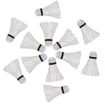 Badminton Shuttlecocks Durable Goose Feather 12x Cork Head White