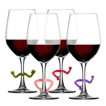 6pcs Silicone Gesture Party Wine Glass Marker Charms Drinking Buddy Cup Identification Cup Labels Ta