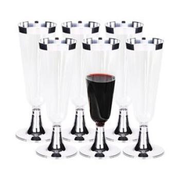 6Pcs Plastic Champagne Cups 5 Oz Clear Plastic Glasses Disposable Wedding Party Cocktail Cups Drinkw