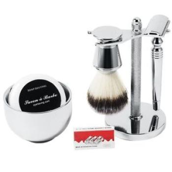 Mens Shaving Bowl And Brush Set With Razors & Brush Stand And Shave