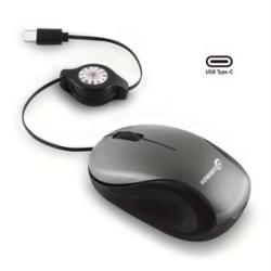 Sabrent Mini Travel USB Type-C Mouse with Retractable Cable,Optical Wired Corded Mouse, Right-Hand O