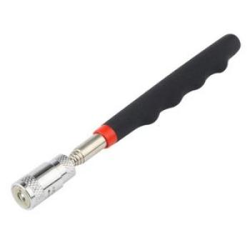 Magnetic Telescopic Magnet Grip Long Pen Pick-up Rod Tool Stick With LED Light Black&Silver